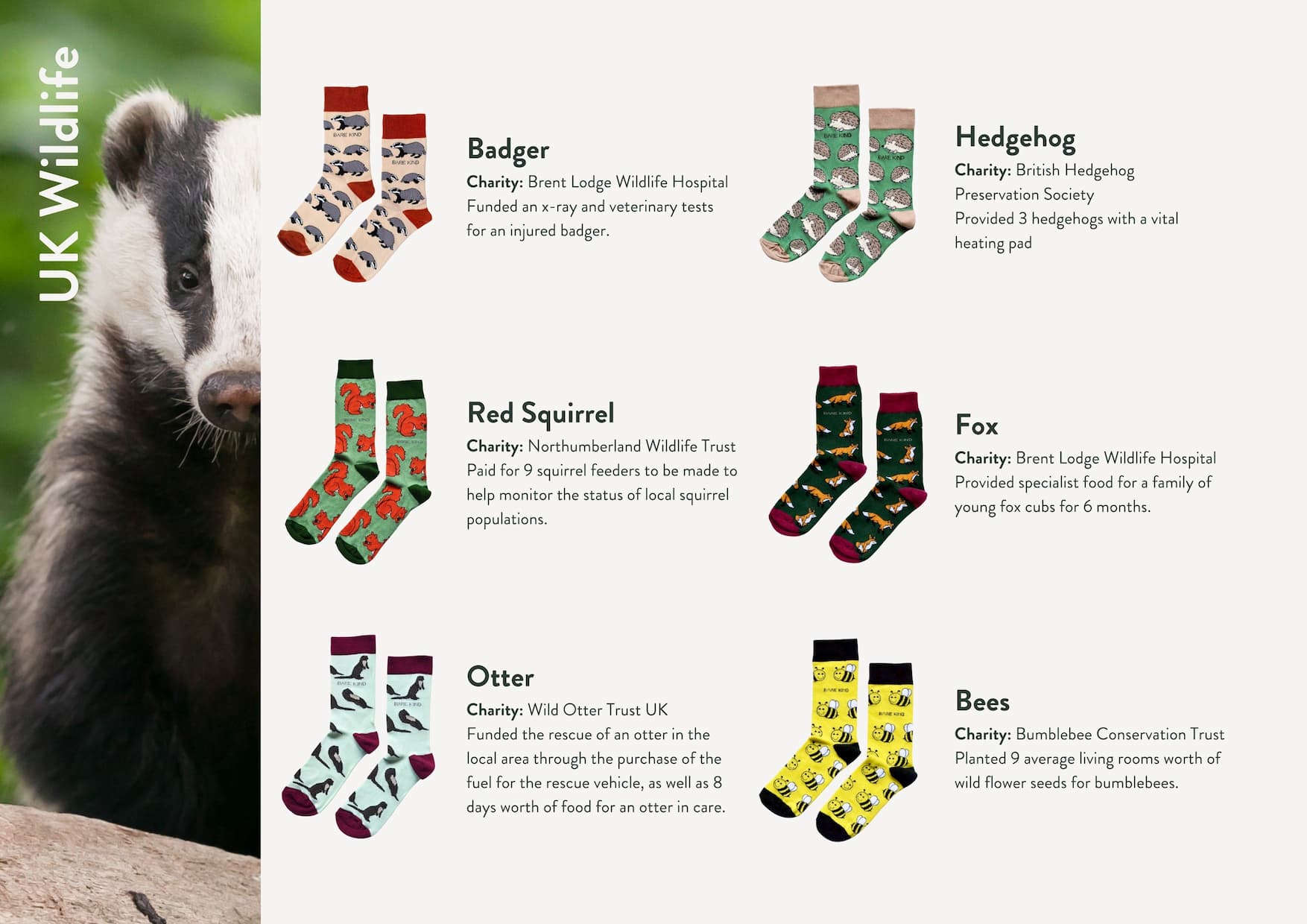 Impact report charities, animals and socks