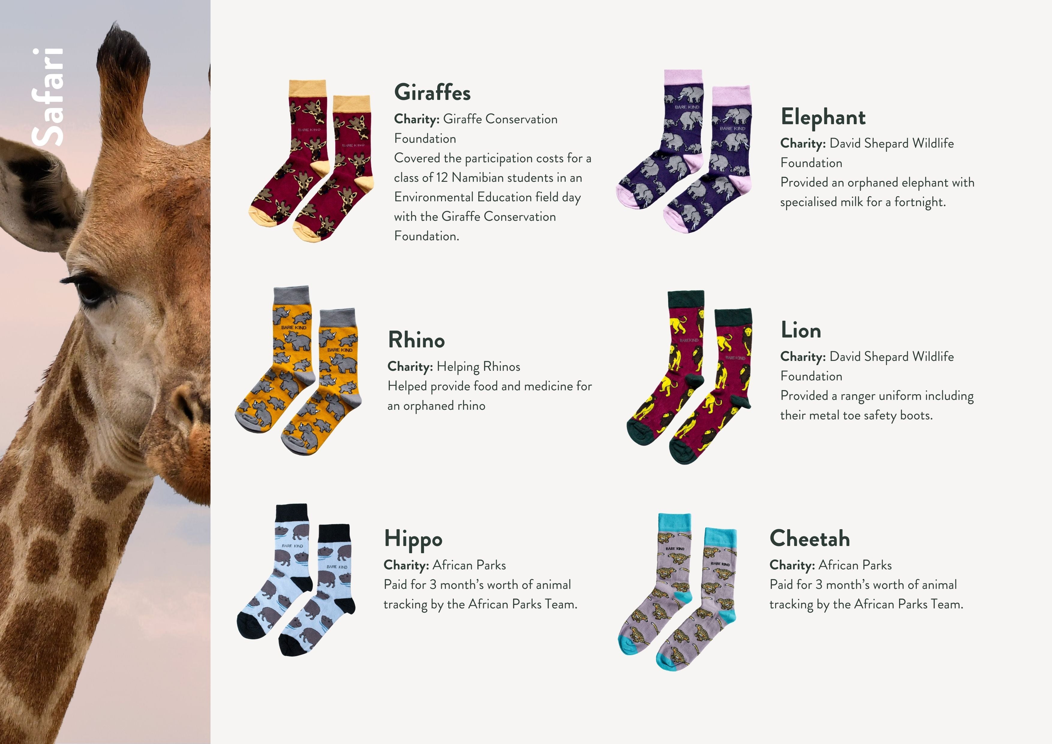 Impact report charities, animals and socks