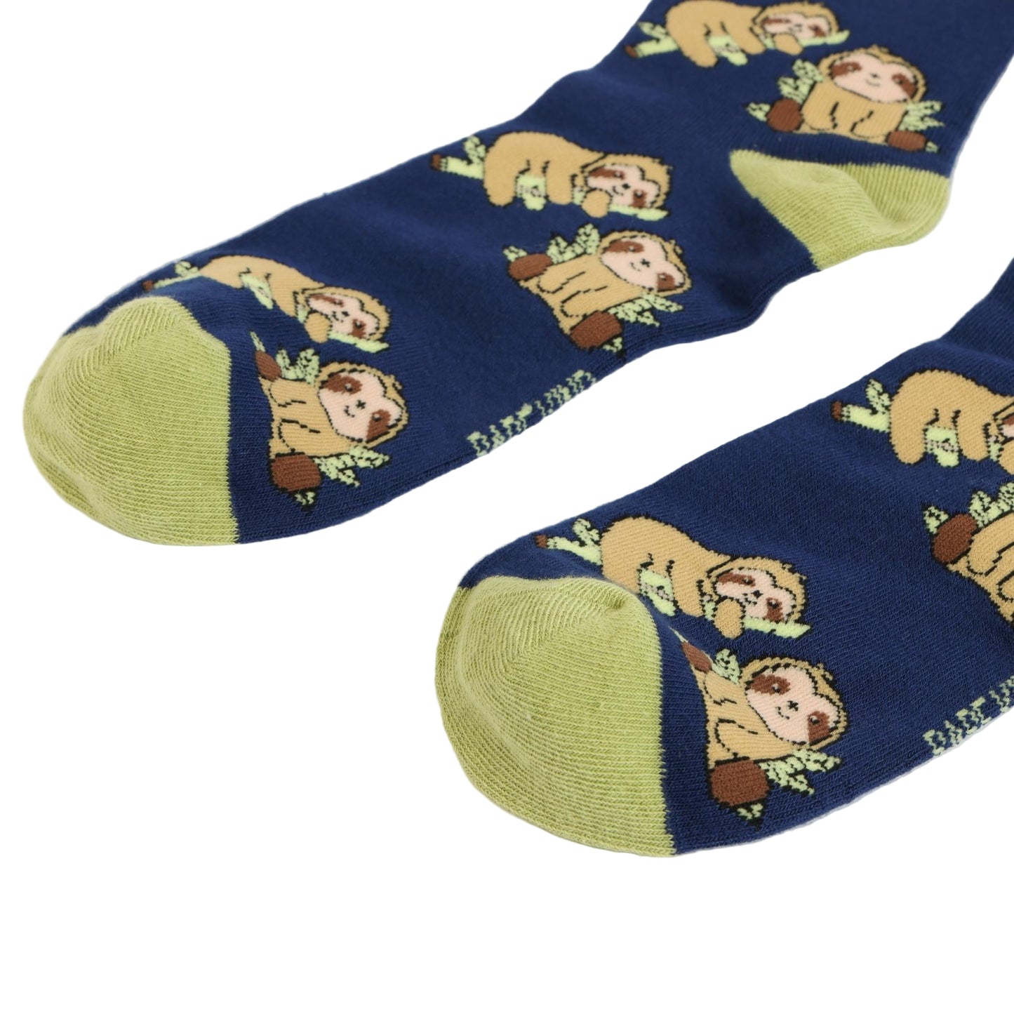 blue sloth bamboo socks on a white background