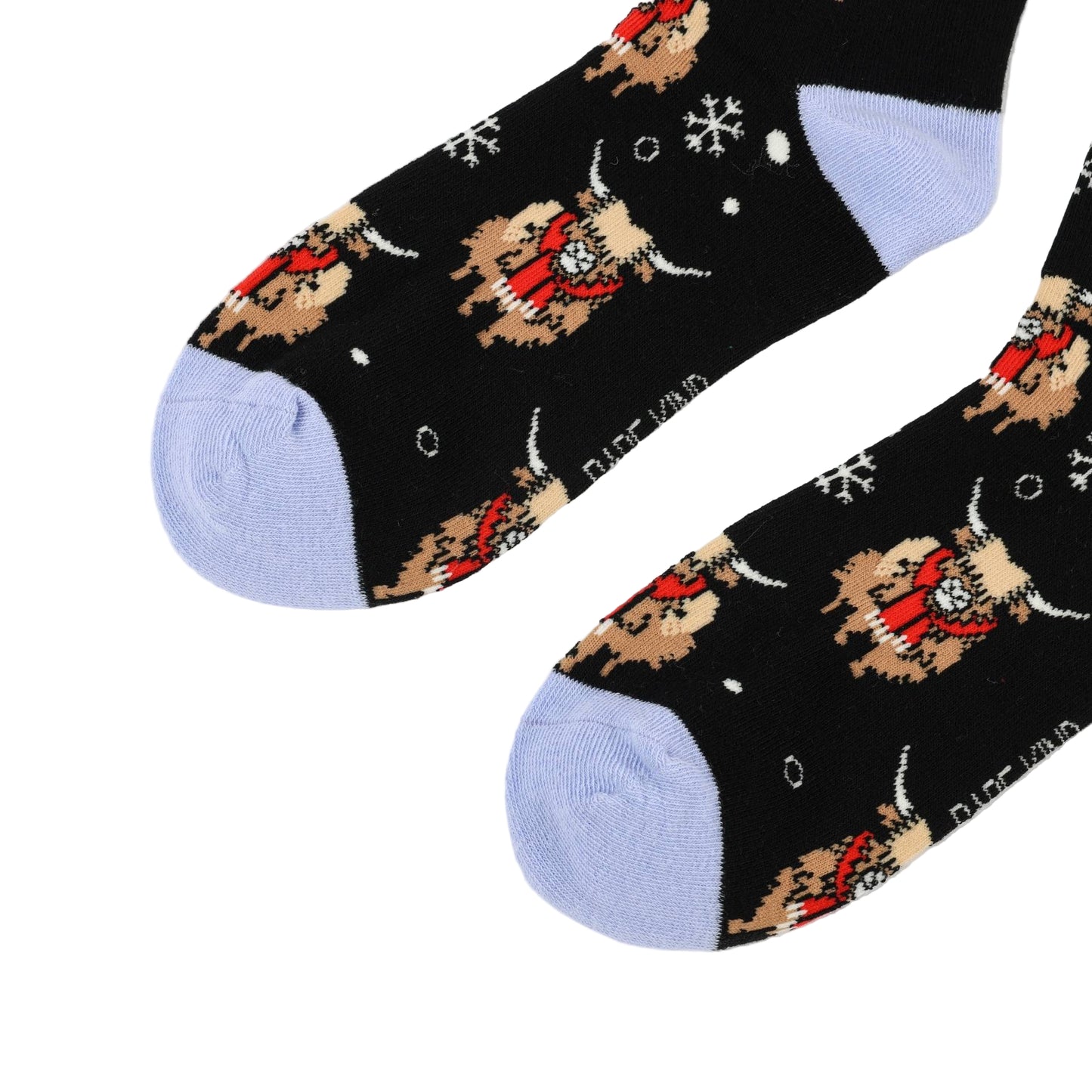 Socks with christmas highland cow design