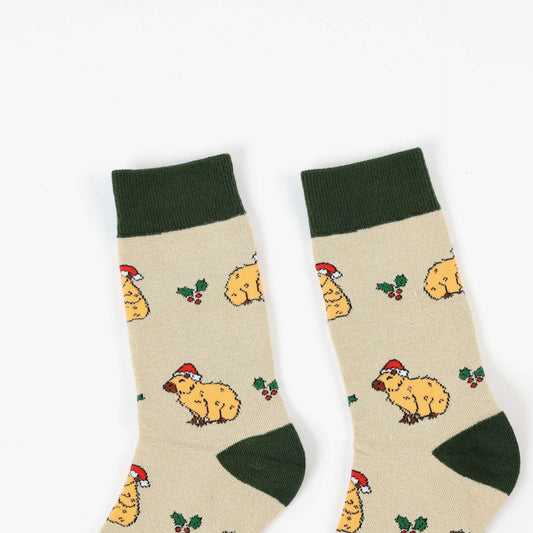 capybara socks on a white background