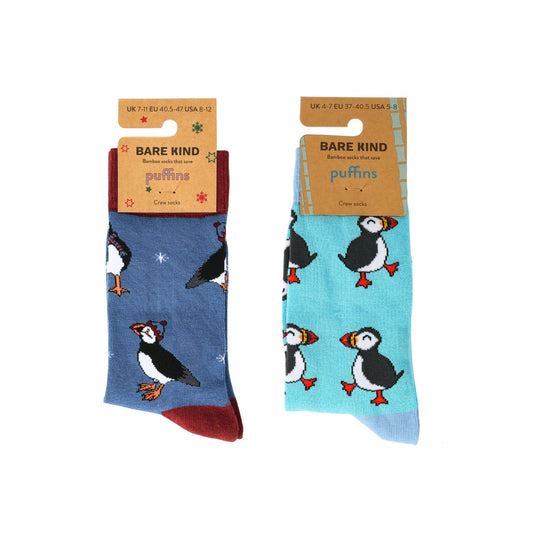 Christmas Puffin 2 Pack Bamboo Sock Set
