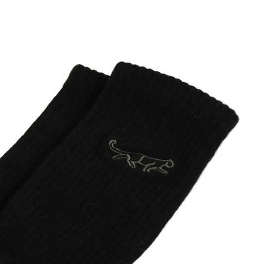 flat lays of black panther ribbed bamboo socks