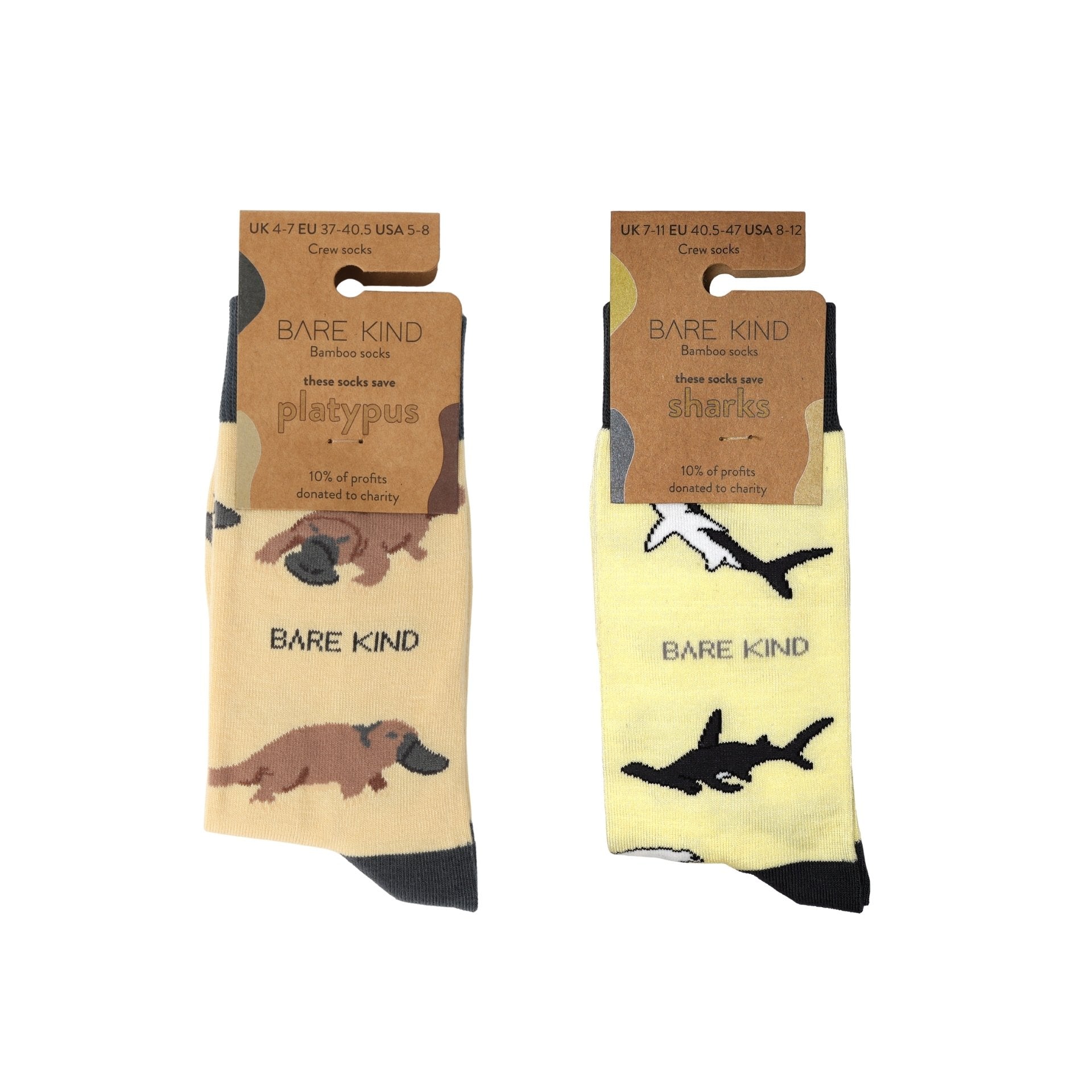 Platypus and Shark bamboo socks