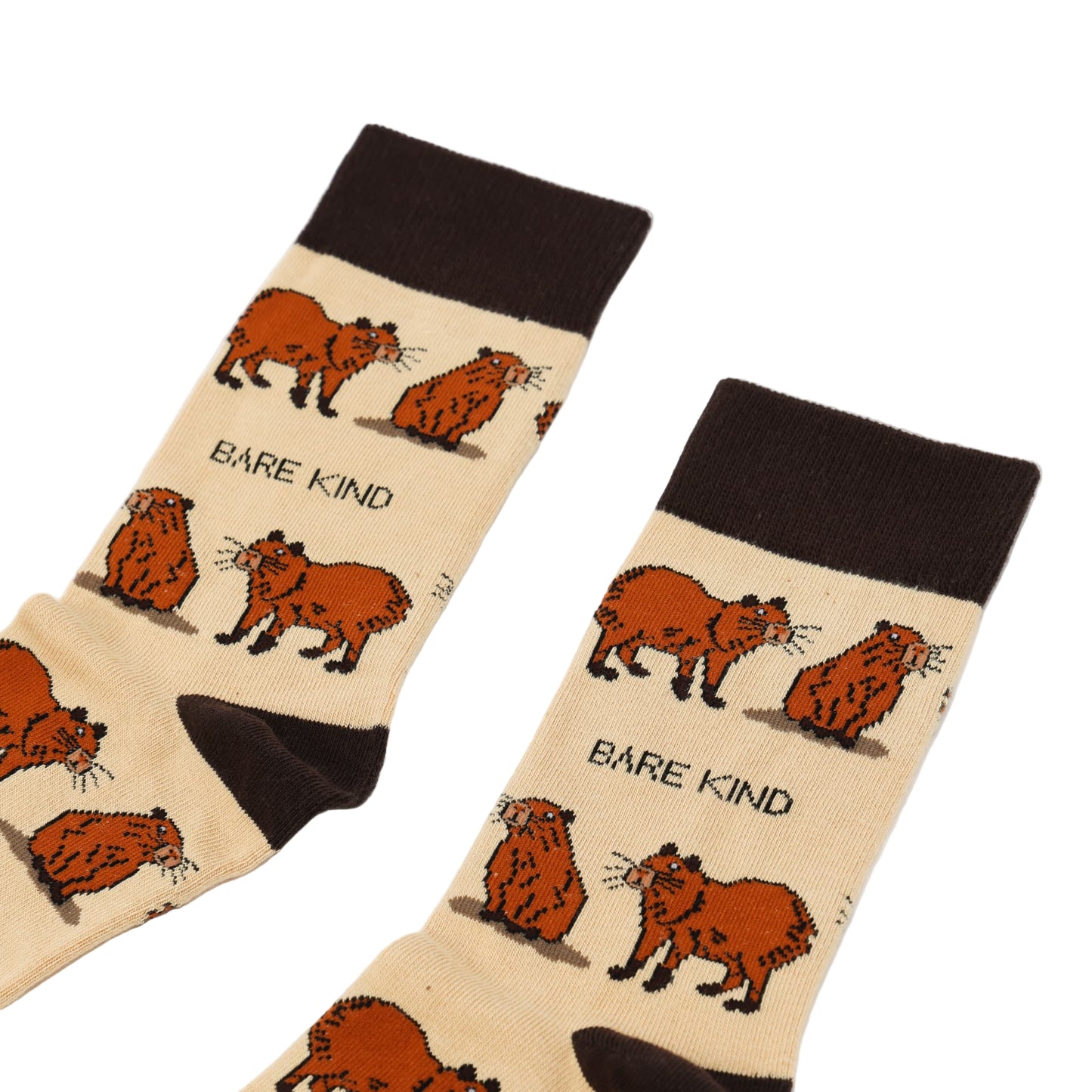 closeup to brown capybara bamboo socks