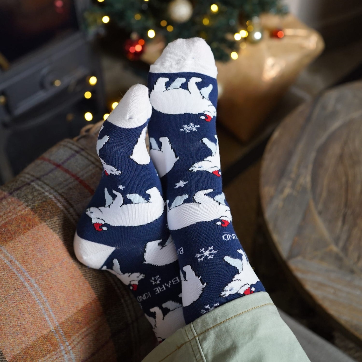 blue Christmas polar bear bamboo socks