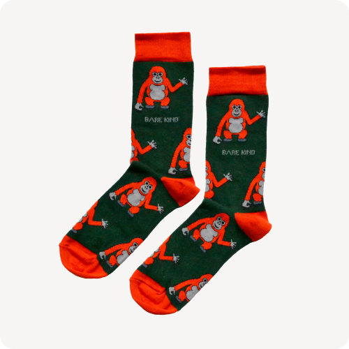 green orange orangutan bamboo socks