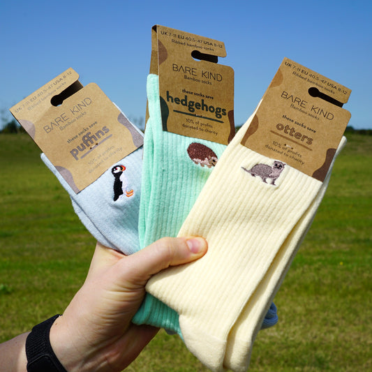 Ribbed pastel socks in 100% recyclable packaging