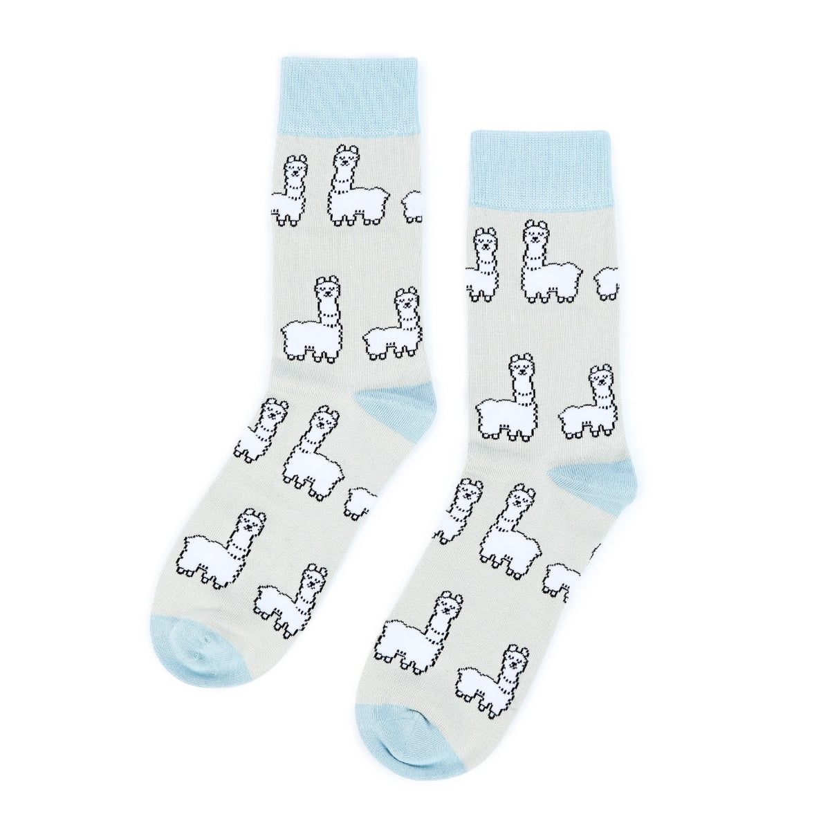 flat lay of grey blue alpaca bamboo socks