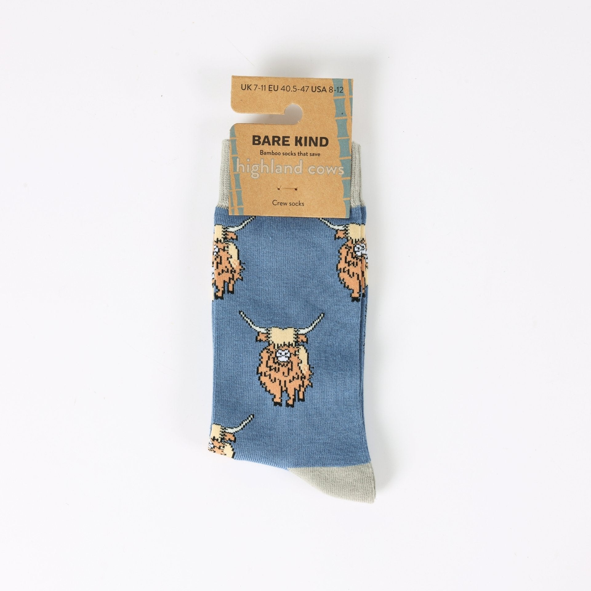 Blue highland cows bamboo socks