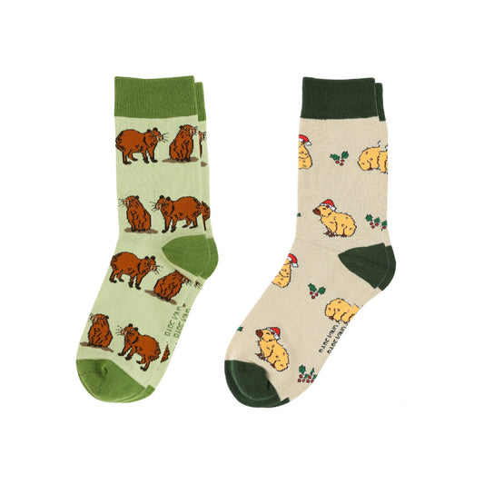 Green Christmas Capybara Bundle of 2