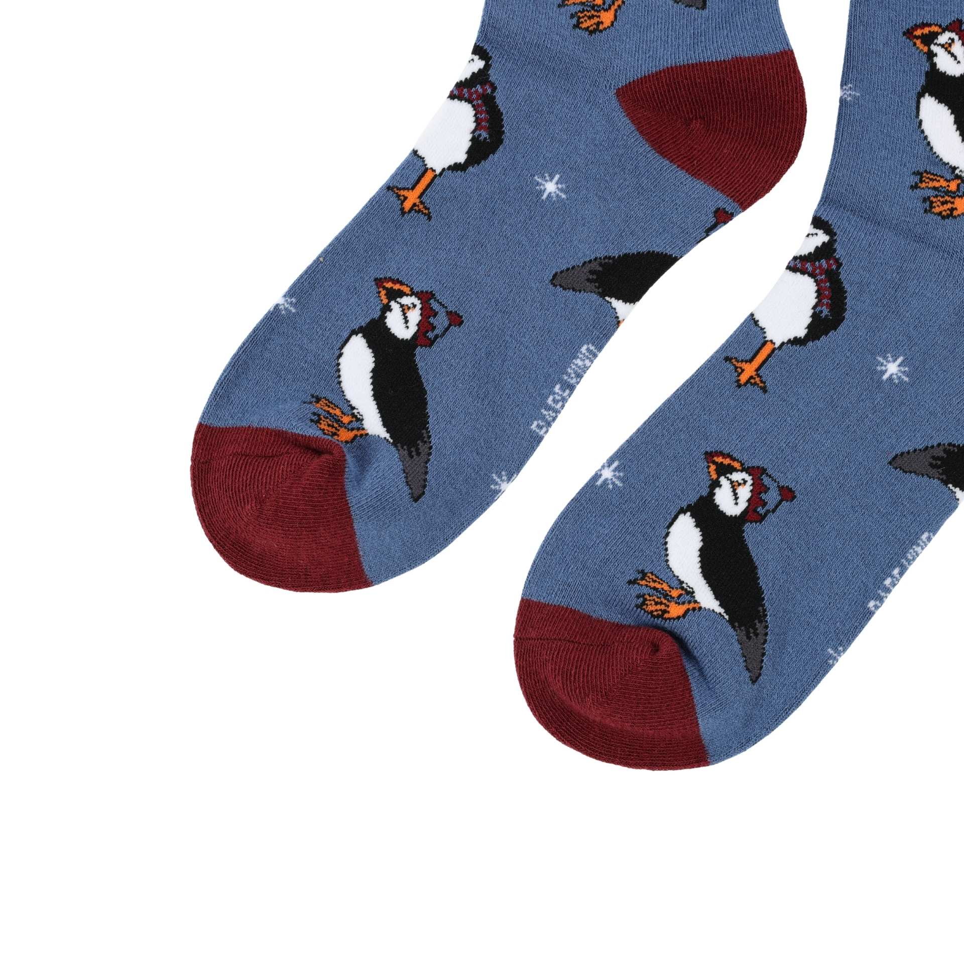 Blue christmas puffins bamboo socks