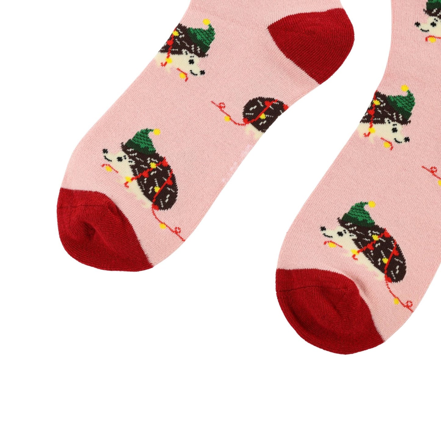 Pink christmas hedgehogs bamboo socks