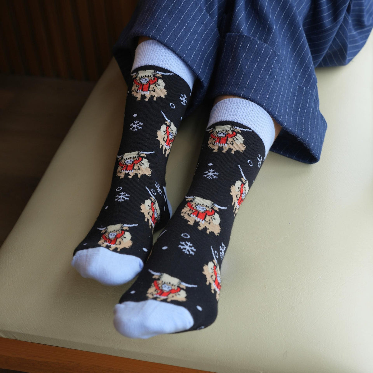 christmas highland cows socks