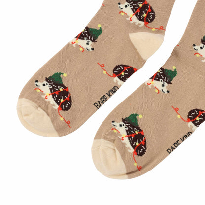 Flat lays Brown hedgehogs socks