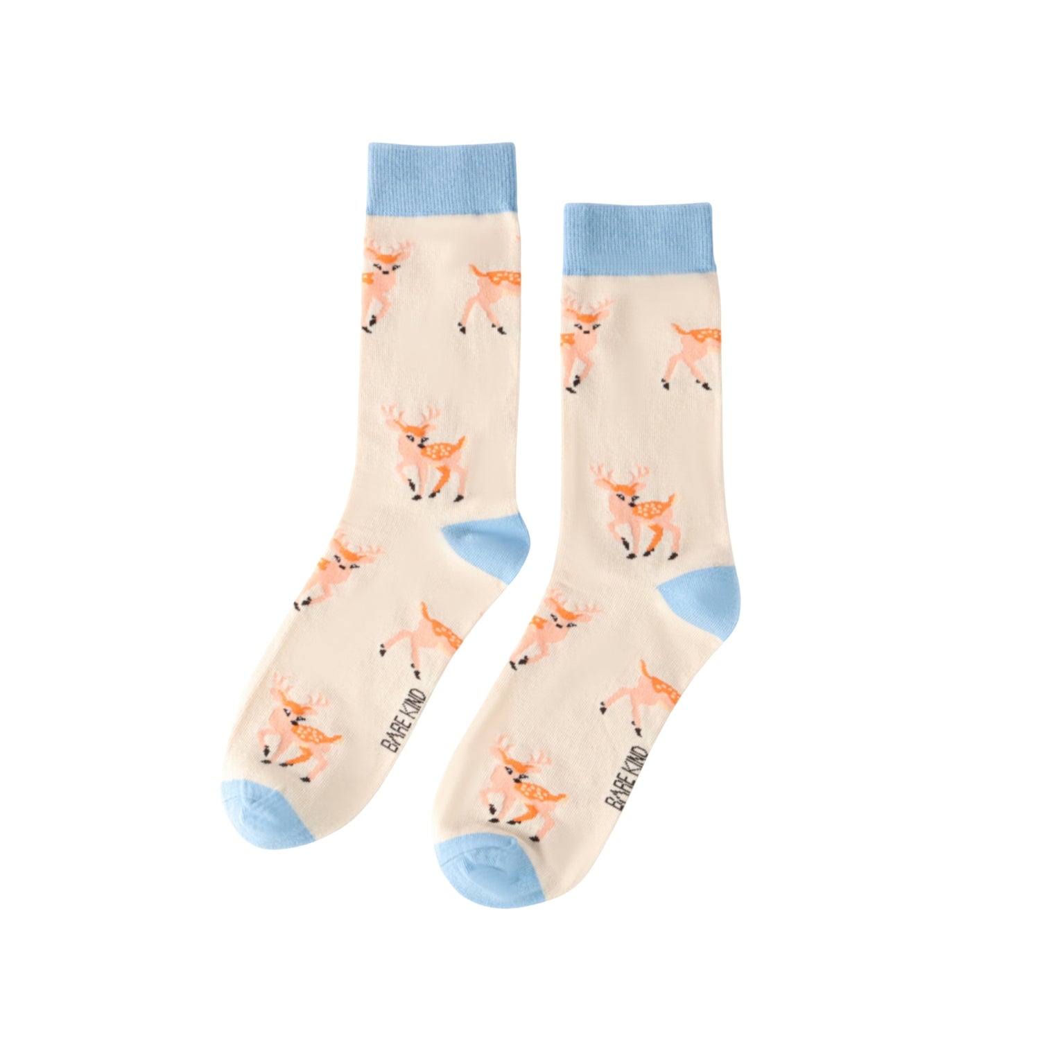 Pair of Deer bamboo socks on a white background