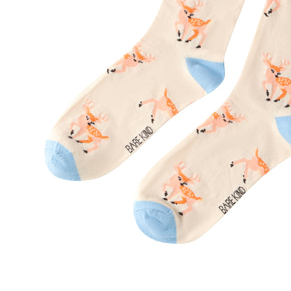 Deer bamboo socks on a white background
