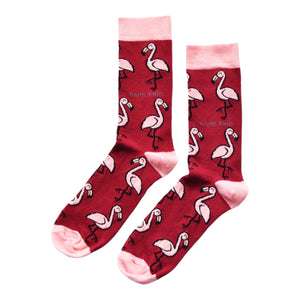 flat lay of hot pink flamingo socks