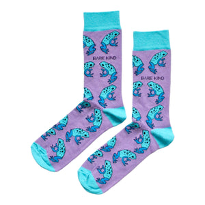 flat lay of lilac and blue frog bamboo socks