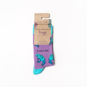 frog bamboo socks in 100% recyclable packaging