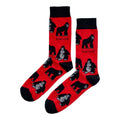 flat lay of red and black gorilla bamboo socks