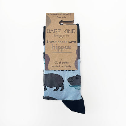 Save the Hippos Bamboo Socks