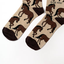 toe closeup flat lay of brown horse socks made with bamboo fibre