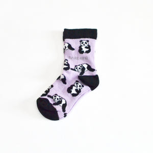lilac kids panda sock single flat lay
