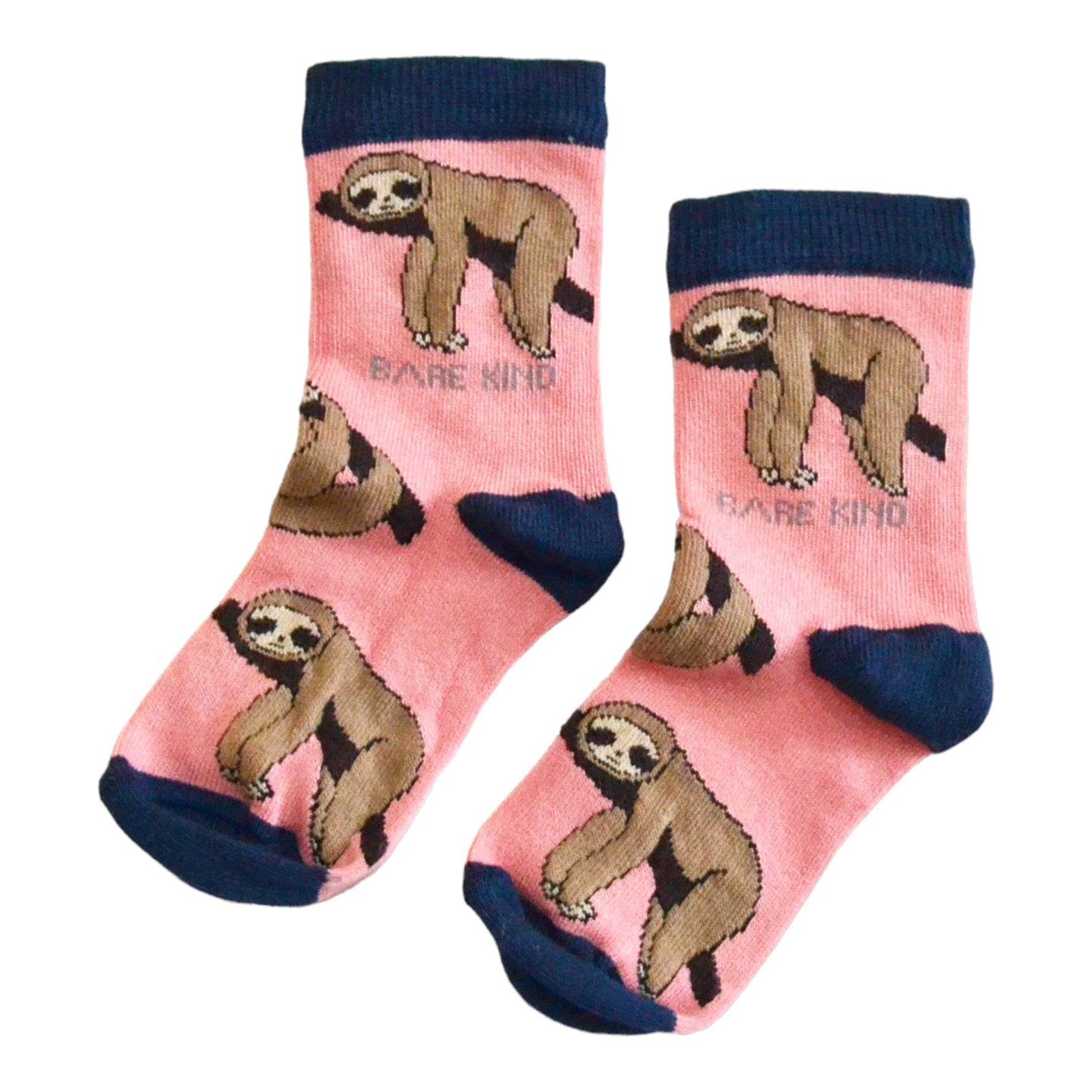 flat lay of pink sloth bamboo socks for kids
