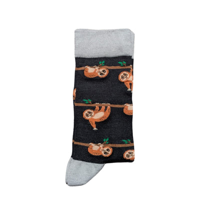 Sock with slow loris pattern on a white background