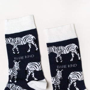 cuff closeup flat lay of zebra bamboo socks