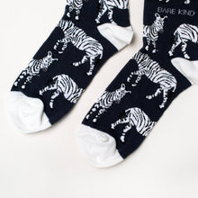 toe closeup flat lay of zebra bamboo socks