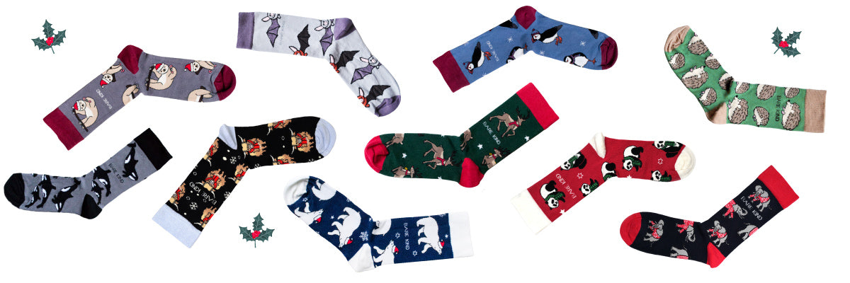 flat lays of Christmas bamboo socks