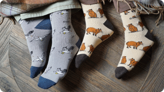 all bamboo socks, seagull and capybara bamboo socks