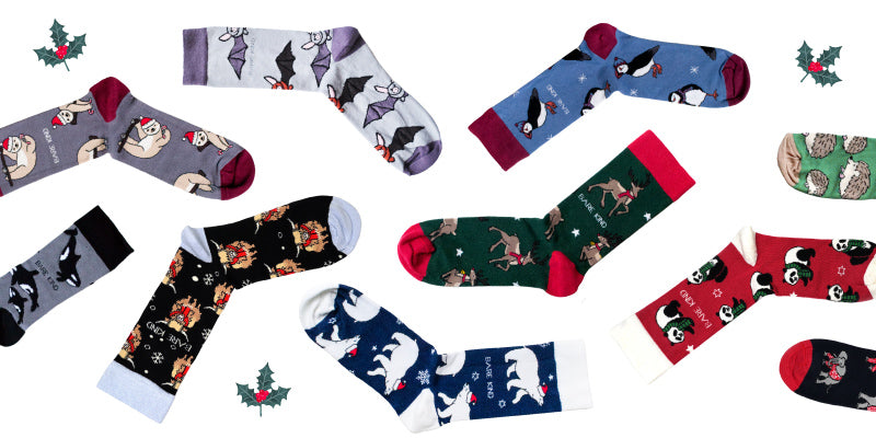 flat lays of Christmas bamboo socks