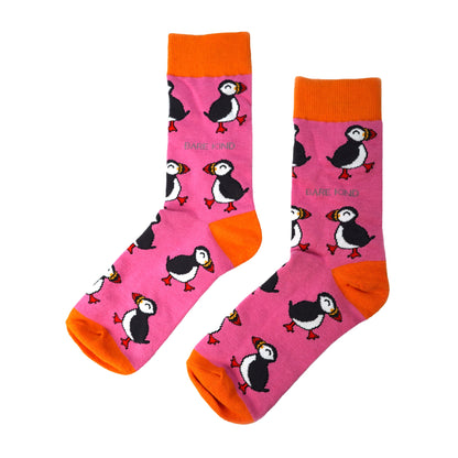 flat lay image of puffin bamboo socks