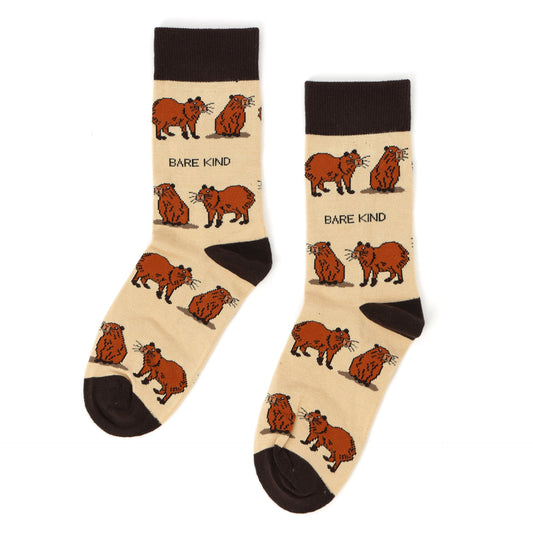 flat lay of brown capybara bamboo socks