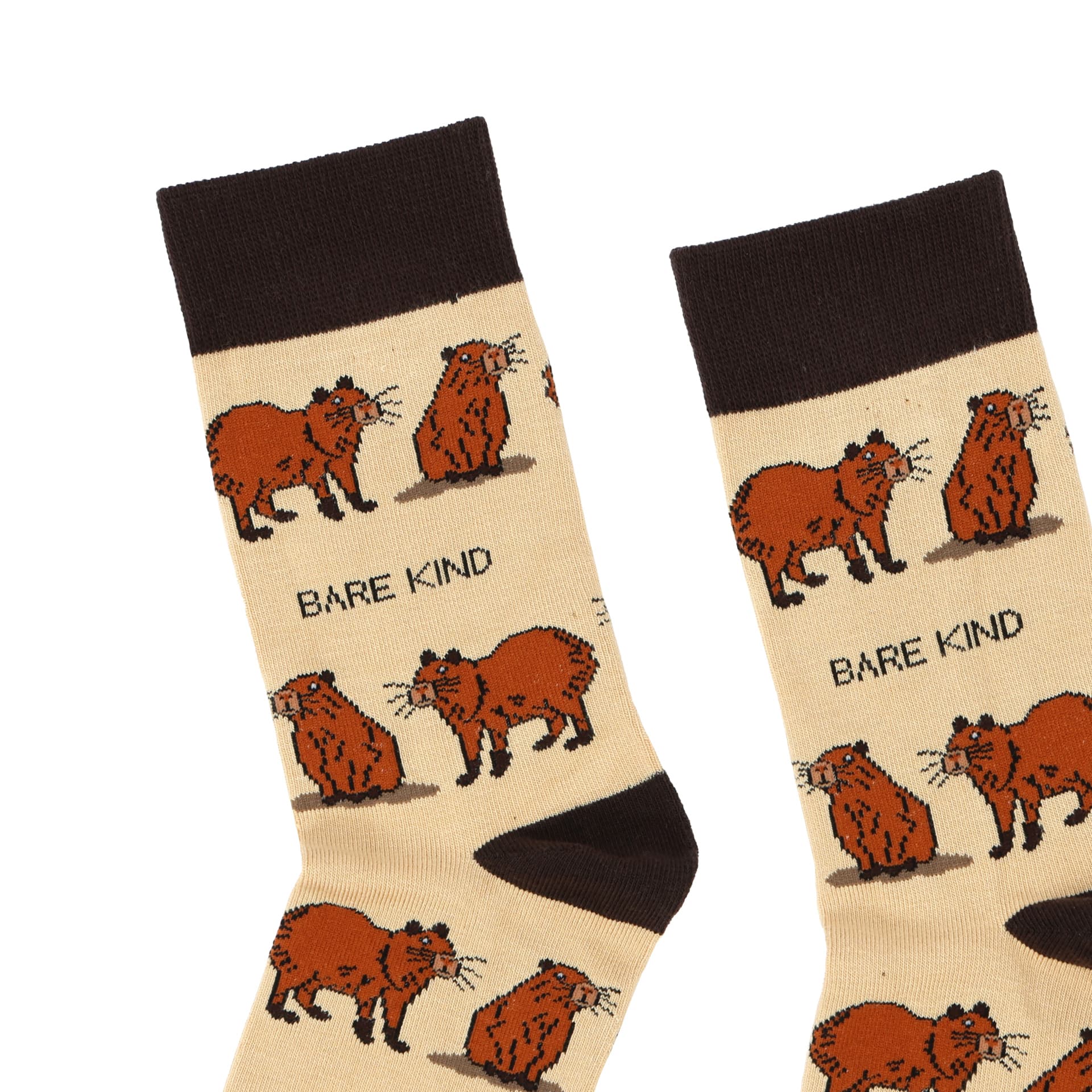 close up to brown capybara bamboo socks