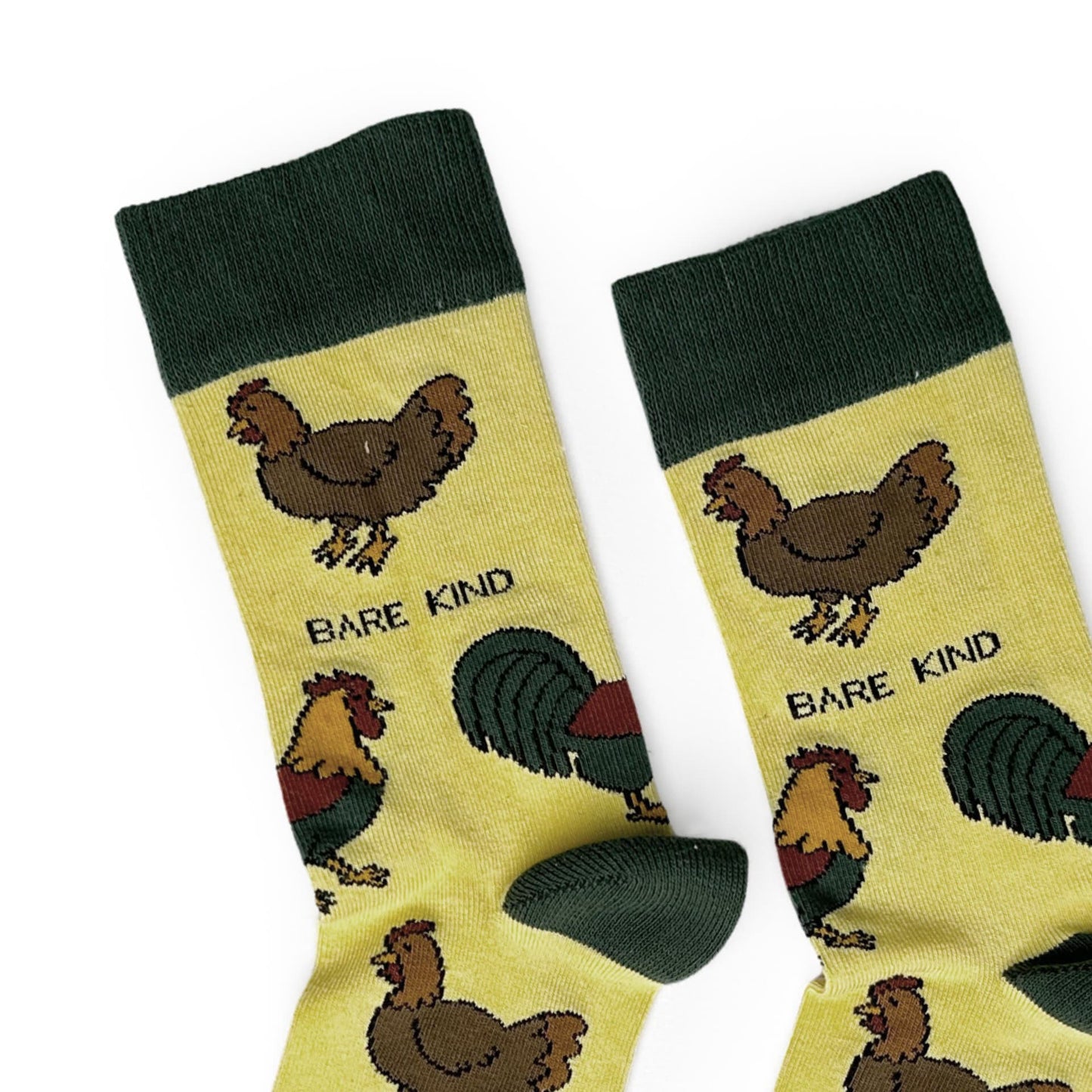 close up to yellow chicken bamboo socks