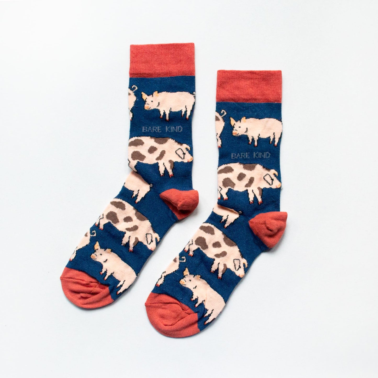 flat lay of pig bamboo socks