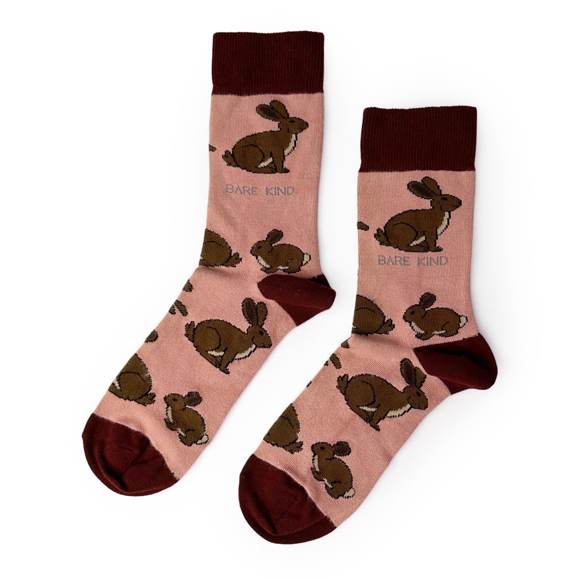 flat lay of pink hare bamboo socks