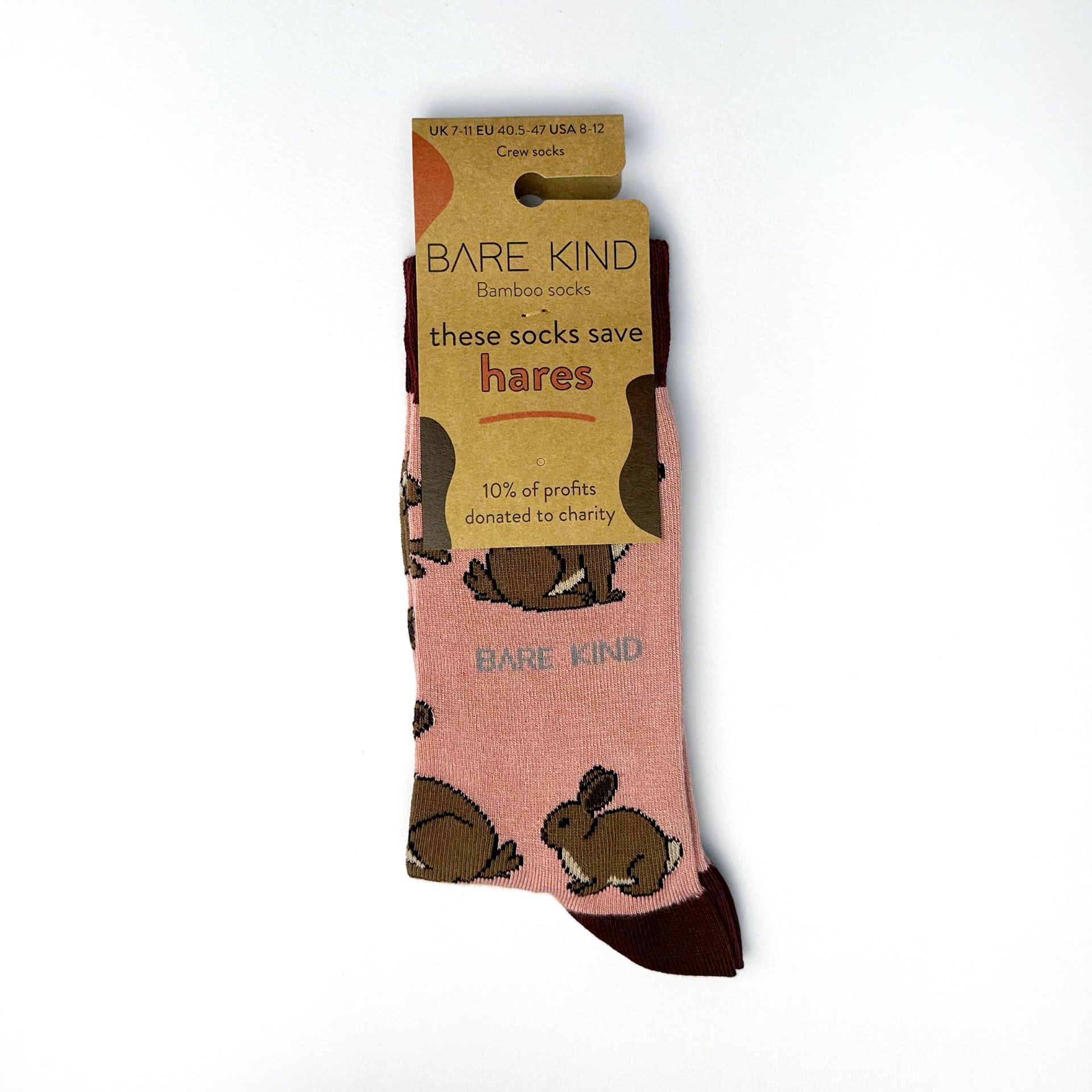 packaging of pink hare bamboo socks