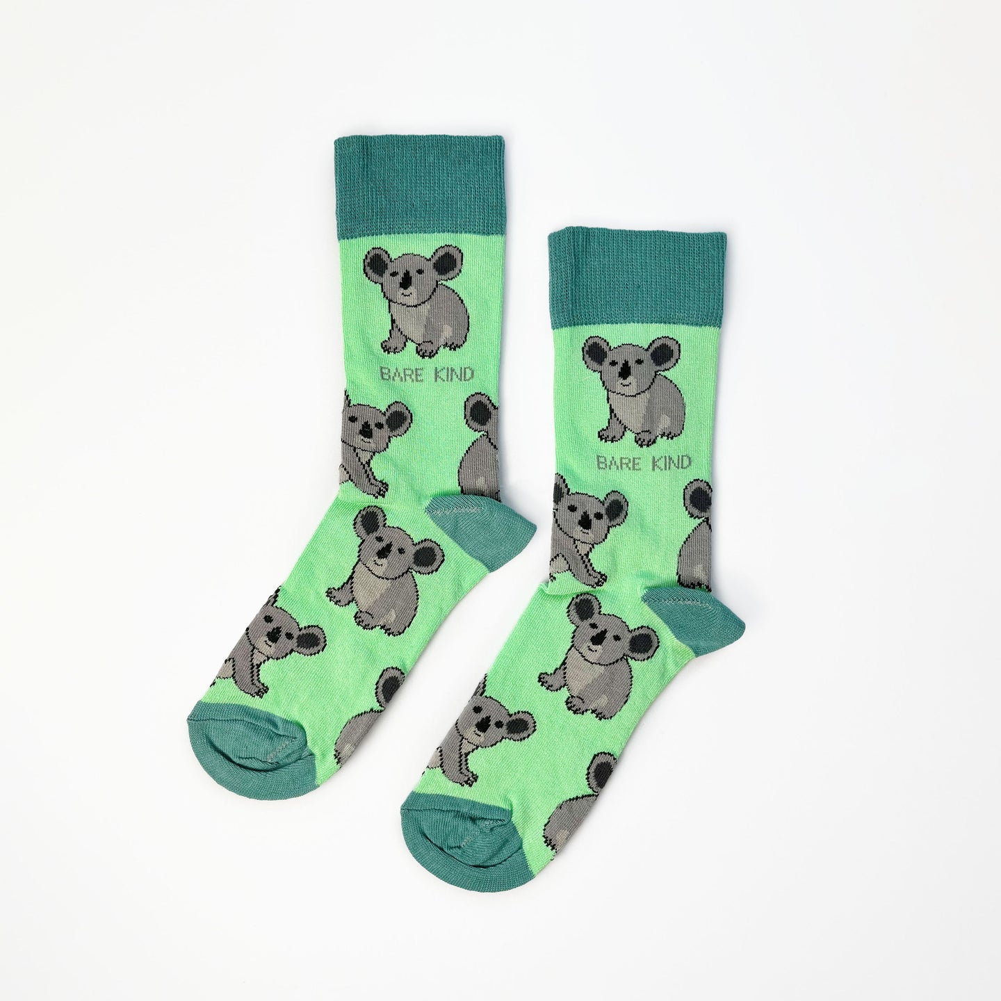 flat lay of green koala bamboo socks
