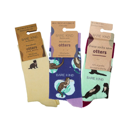 packaging bundle showing the otter bundle of bamboo socks