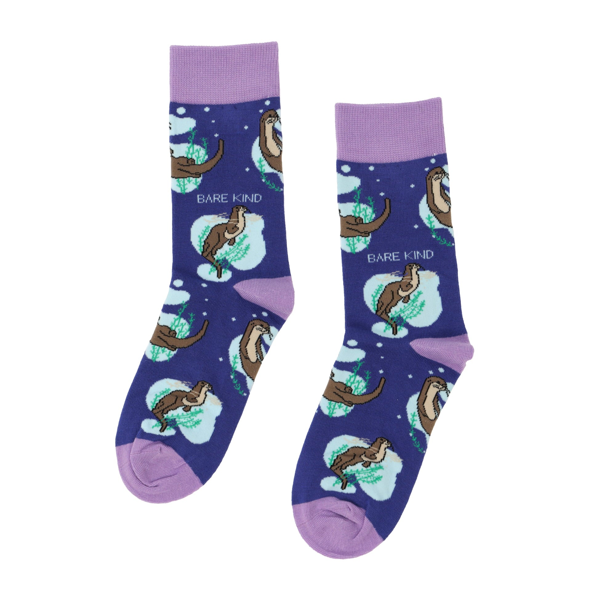 flat lay image of a sport otter on a bamboo sock