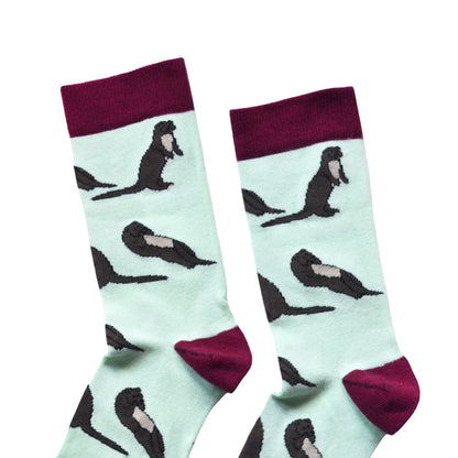 flat lay of light green otter bamboo socks