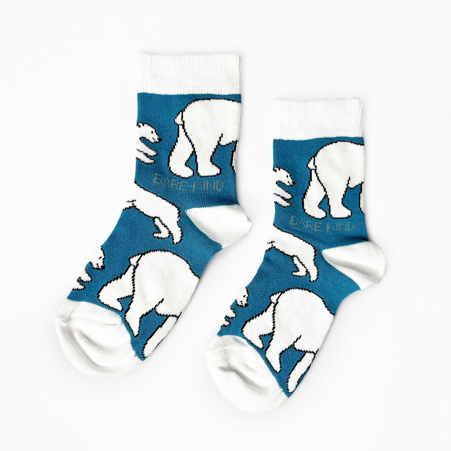 blue and white kids polar bear bamboo socks