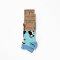 blue trainer ankle bamboo socks in puffin design with 100% recyclable packaging
