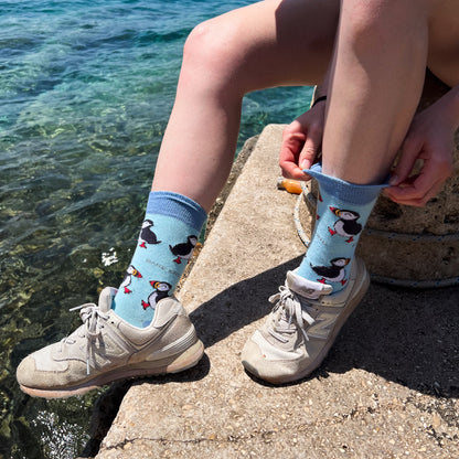 Bare Kind puffins bamboo socks lifestyle image