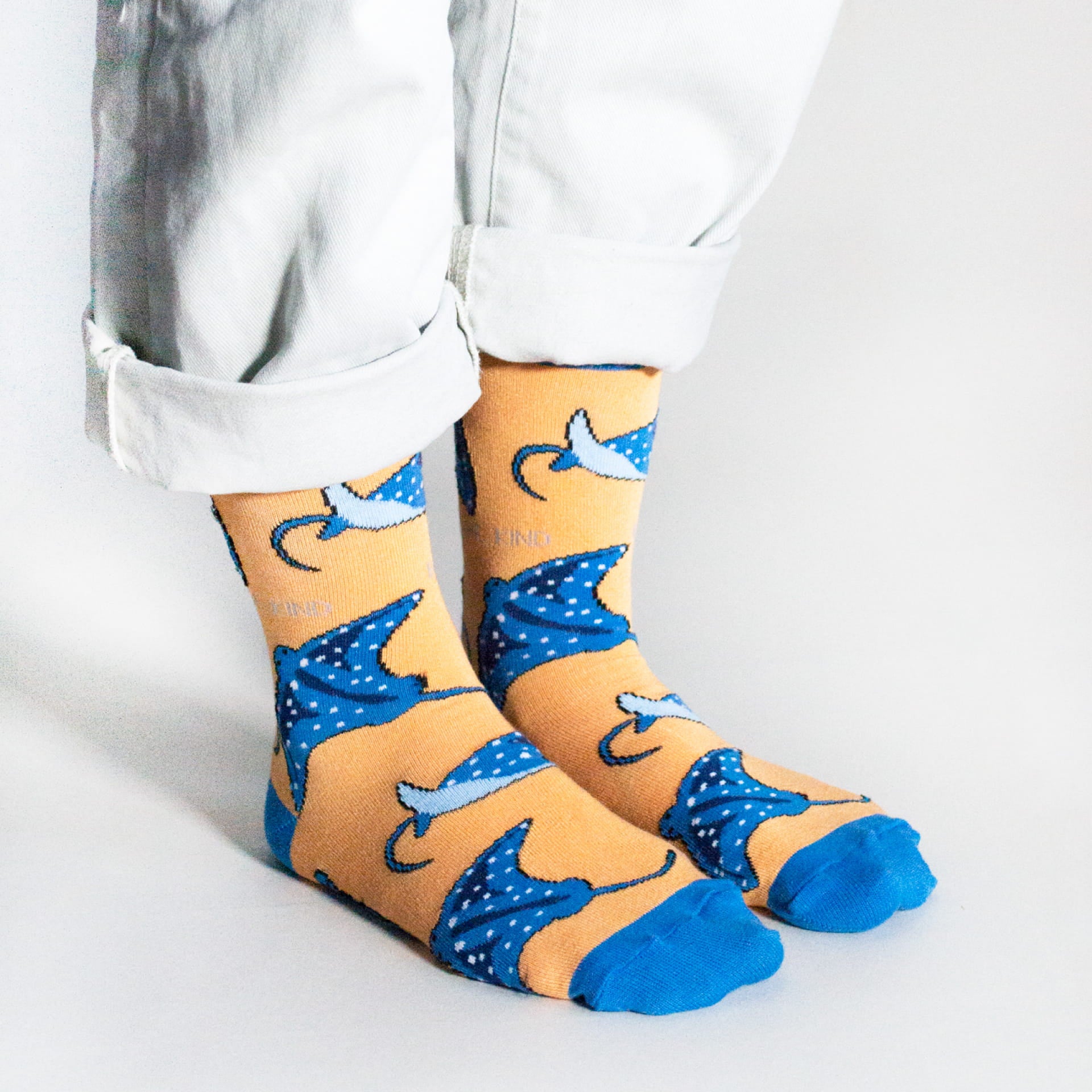 model wearing orange ray bamboo socks